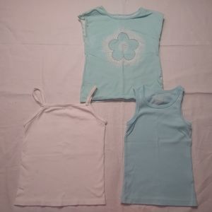 Girls 4T Shirt & Tank Tops White Blue Flower Tee Hanes Faded Glory Garanimals